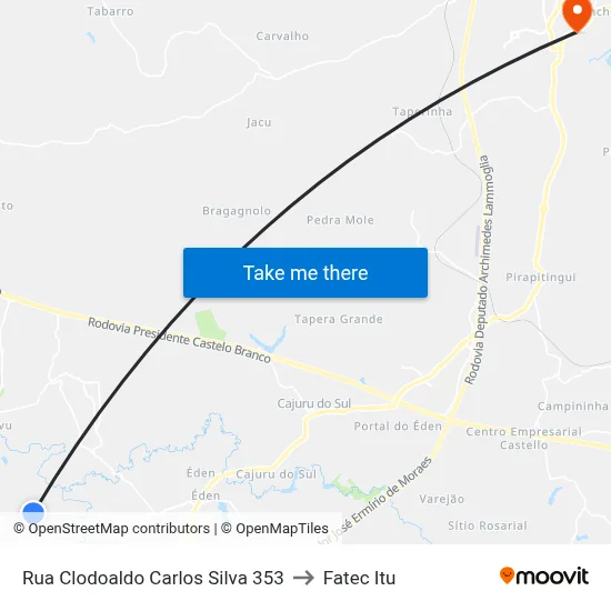 Rua Clodoaldo Carlos Silva 353 to Fatec Itu map