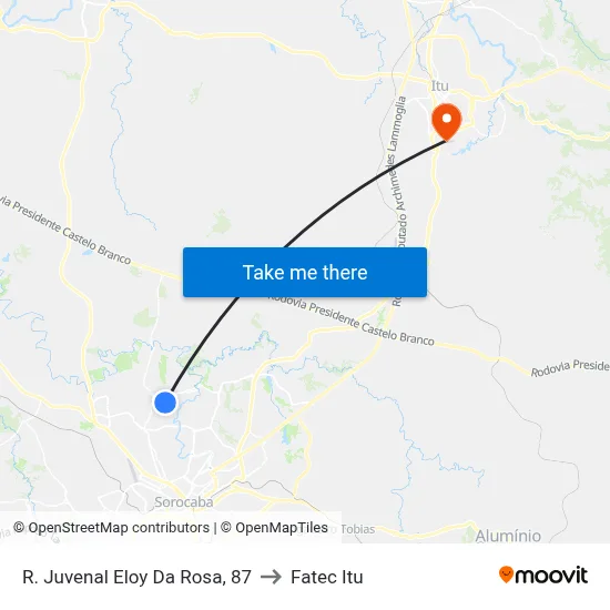 R. Juvenal Eloy Da Rosa, 87 to Fatec Itu map