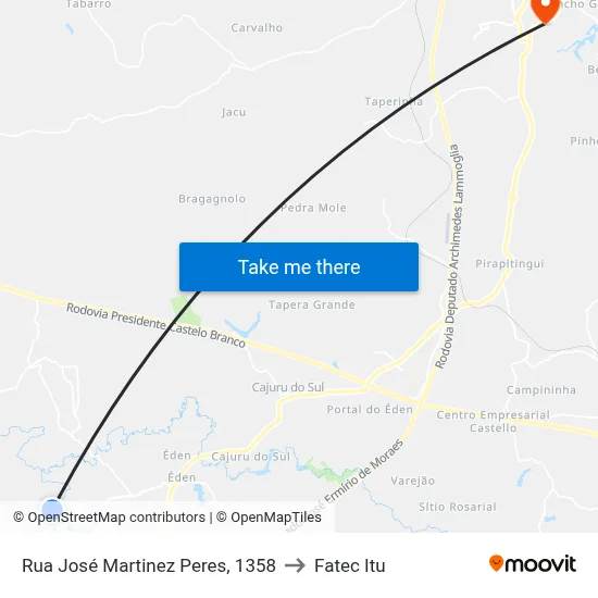Rua José Martinez Peres, 1358 to Fatec Itu map