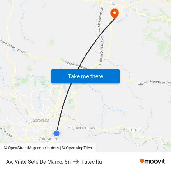 Av. Vinte Sete De  Março, Sn to Fatec Itu map