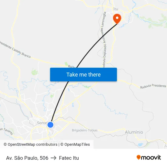 Av. São Paulo, 506 to Fatec Itu map