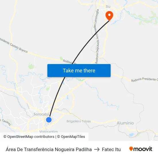Área De Transferência Nogueira Padilha to Fatec Itu map