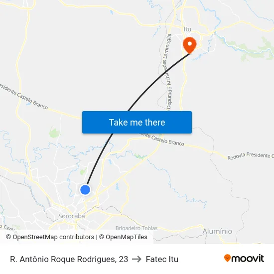 R. Antônio Roque Rodrigues, 23 to Fatec Itu map