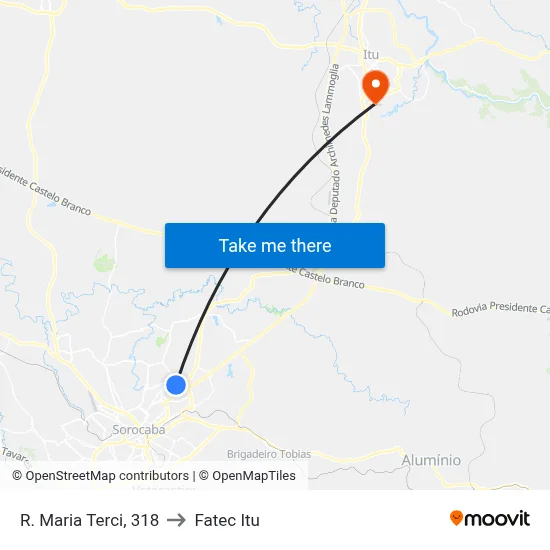 R. Maria Terci, 318 to Fatec Itu map