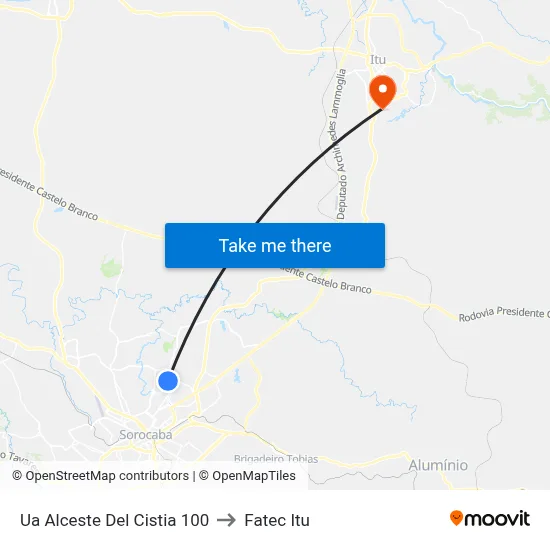 Ua Alceste Del Cistia 100 to Fatec Itu map