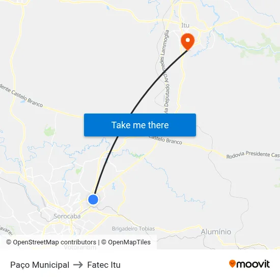 Paço Municipal to Fatec Itu map