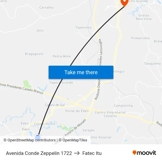 Avenida Conde Zeppelin 1722 to Fatec Itu map