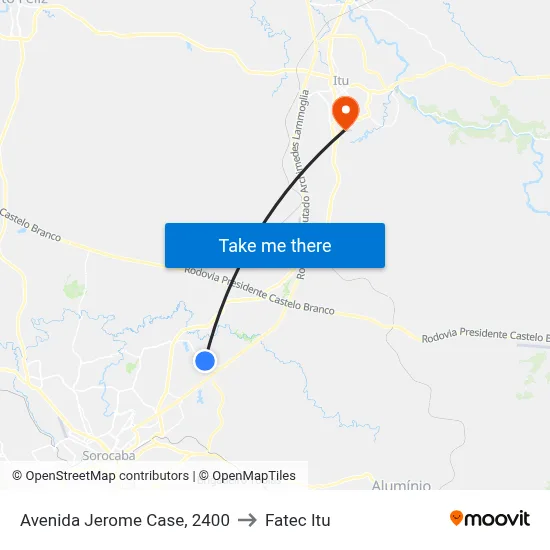 Avenida Jerome Case, 2400 to Fatec Itu map