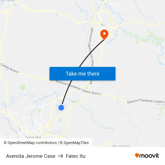 Avenida Jerome Case to Fatec Itu map