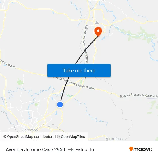 Avenida Jerome Case 2950 to Fatec Itu map