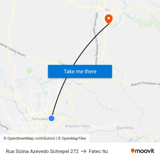 Rua Sizina Azevedo Schrepel 272 to Fatec Itu map