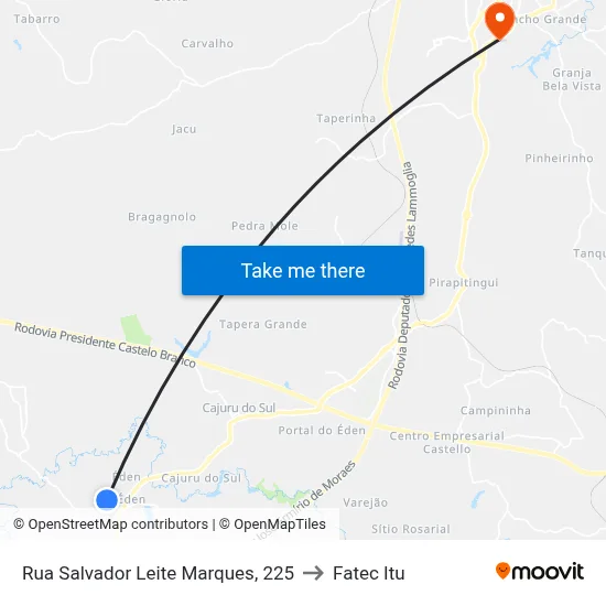 Rua Salvador Leite Marques, 225 to Fatec Itu map