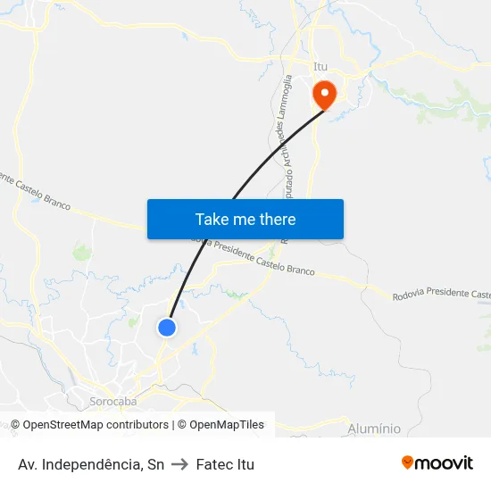 Av. Independência, Sn to Fatec Itu map