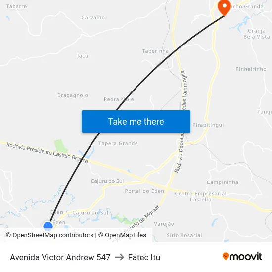 Avenida Victor Andrew 547 to Fatec Itu map