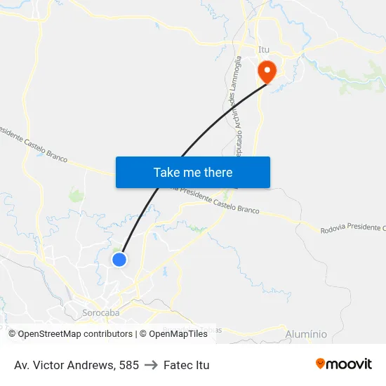 Av. Victor Andrews, 585 to Fatec Itu map