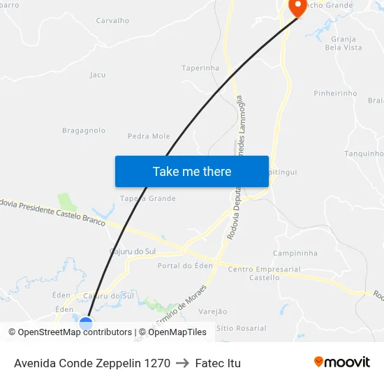 Avenida Conde Zeppelin 1270 to Fatec Itu map