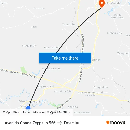 Avenida Conde Zeppelin 556 to Fatec Itu map