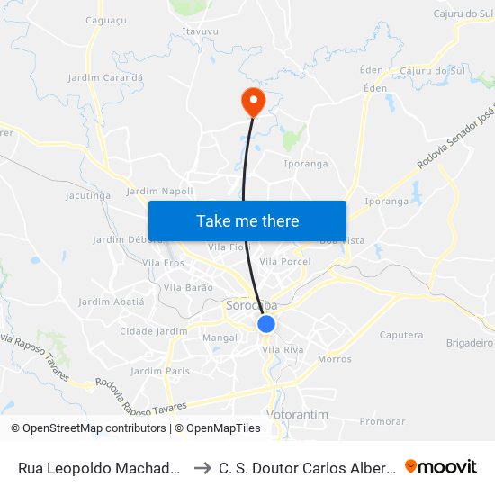 Rua Leopoldo Machado, 333-459 to C. S. Doutor Carlos Alberto Amorim map