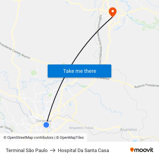 Terminal São Paulo to Hospital Da Santa Casa map