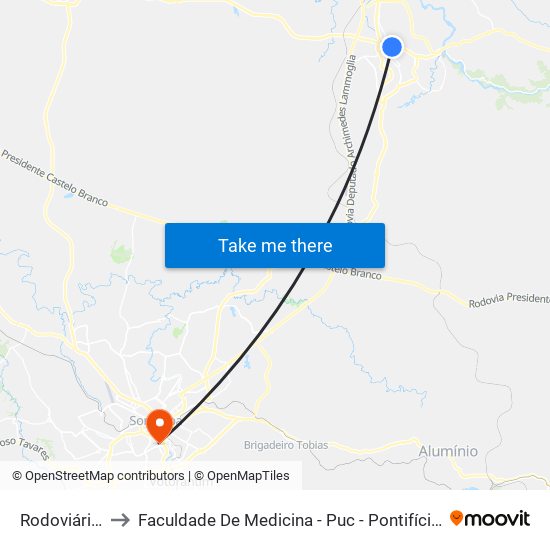 Rodoviária De Itu to Faculdade De Medicina - Puc - Pontifícia Universidade Católica map