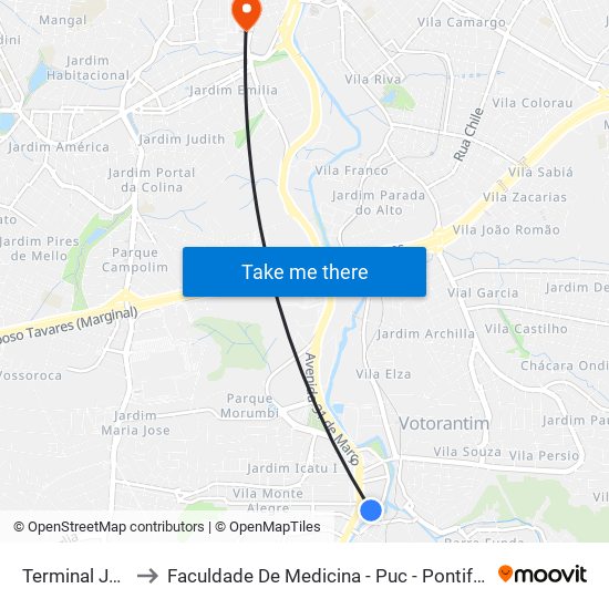 Terminal João Souto to Faculdade De Medicina - Puc - Pontifícia Universidade Católica map