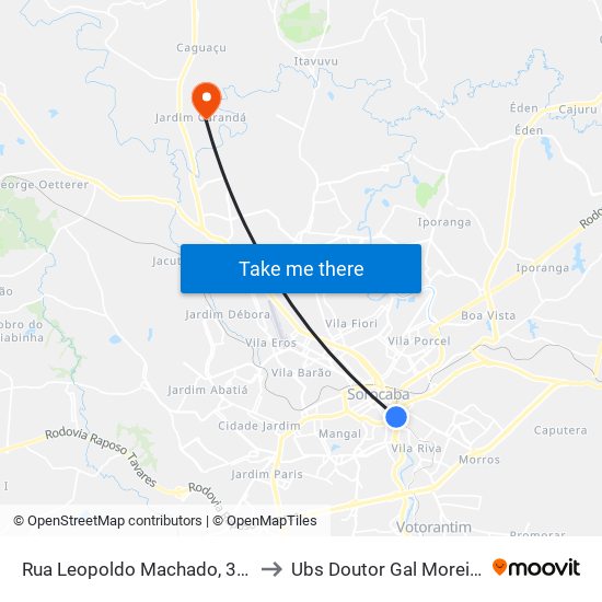 Rua Leopoldo Machado, 333-459 to Ubs Doutor Gal Moreira Dini map