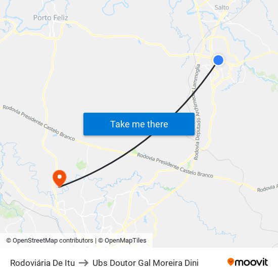 Rodoviária De Itu to Ubs Doutor Gal Moreira Dini map