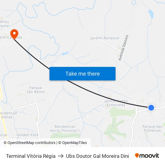 Terminal Vitória Régia to Ubs Doutor Gal Moreira Dini map