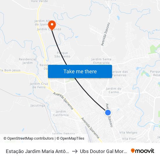 Estação Jardim Maria Antônia Prado to Ubs Doutor Gal Moreira Dini map