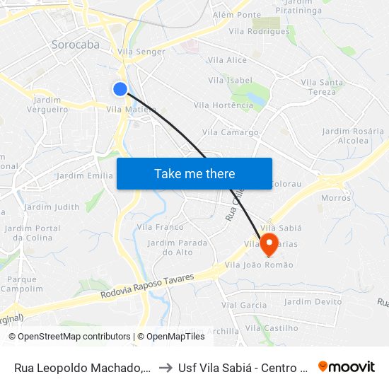 Rua Leopoldo Machado, 333-459 to Usf Vila Sabiá - Centro De Saúde map