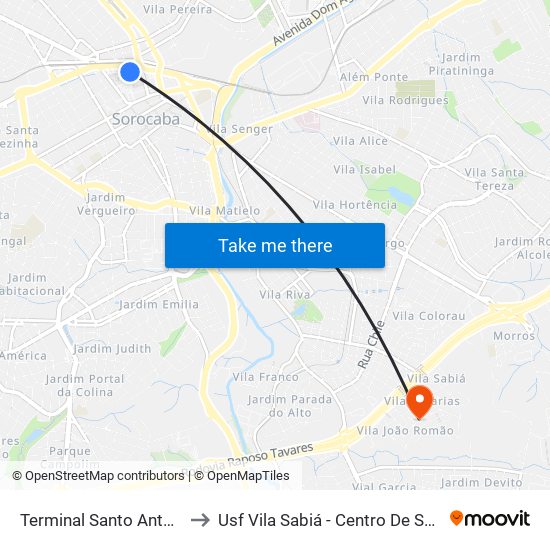 Terminal Santo Antônio to Usf Vila Sabiá - Centro De Saúde map