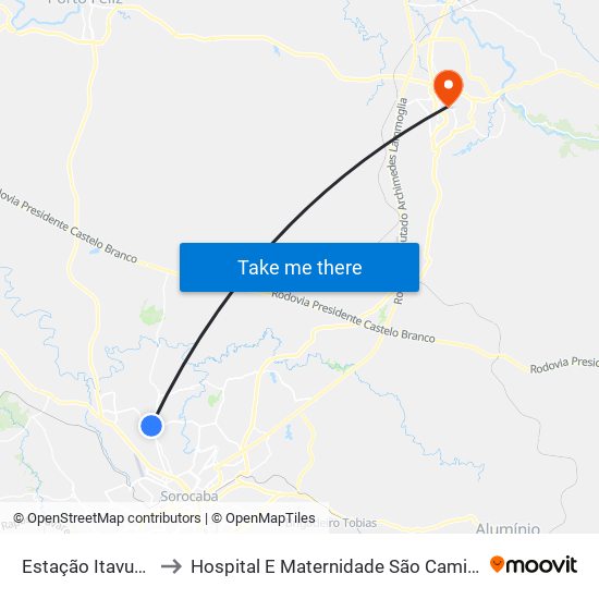 Estação Itavuvu to Hospital E Maternidade São Camilo map
