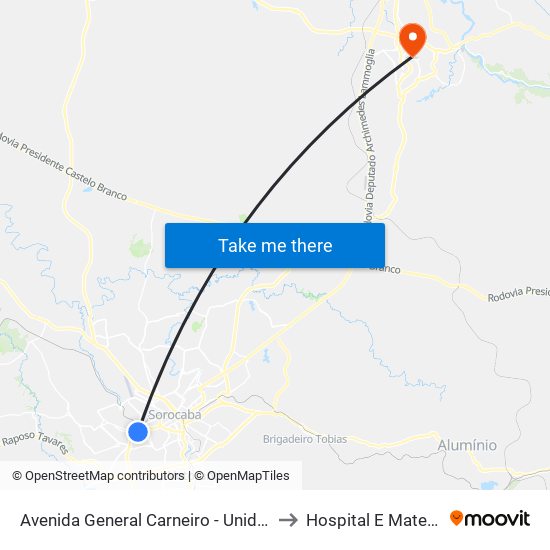 Avenida General Carneiro - Unidade Pré-Hospitalar Da Zona Oeste to Hospital E Maternidade São Camilo map