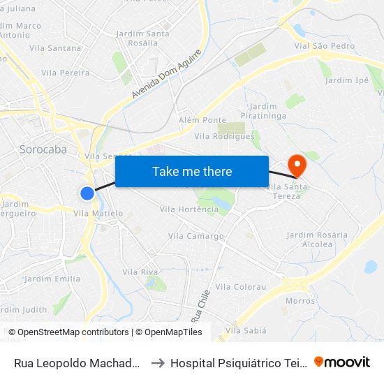 Rua Leopoldo Machado, 333-459 to Hospital Psiquiátrico Teixeira Lima map