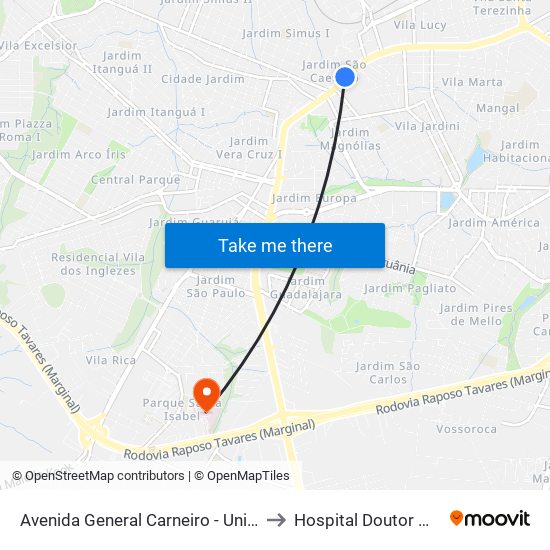 Avenida General Carneiro - Unidade Pré-Hospitalar Da Zona Oeste to Hospital Doutor Miguel Villa Nova Soeiro map