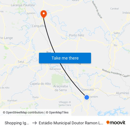 Shopping Iguatemi to Estádio Municipal Doutor Ramon Lopes Guirado map