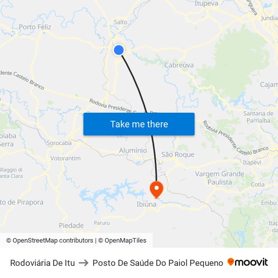 Rodoviária De Itu to Posto De Saúde Do Paiol Pequeno map