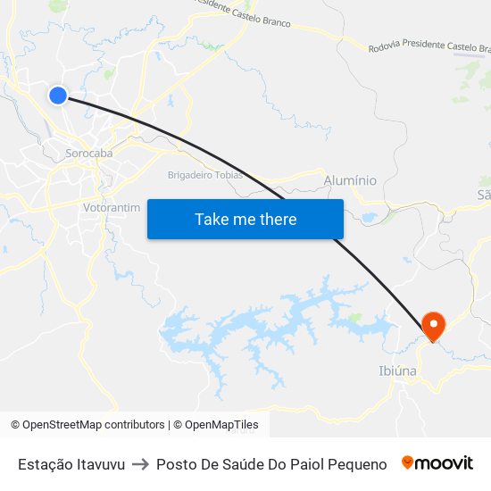 Estação Itavuvu to Posto De Saúde Do Paiol Pequeno map