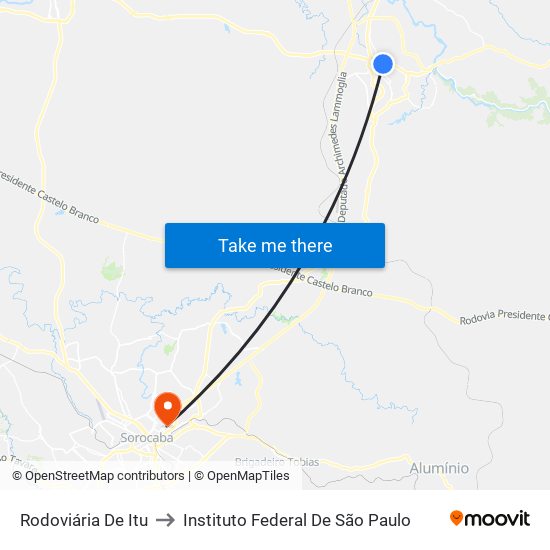 Rodoviária De Itu to Instituto Federal De São Paulo map