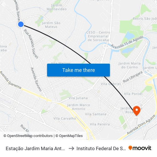 Estação Jardim Maria Antônia Prado to Instituto Federal De São Paulo map