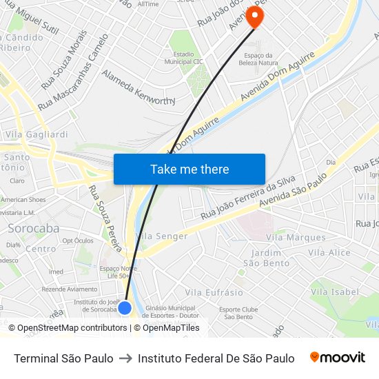 Terminal São Paulo to Instituto Federal De São Paulo map