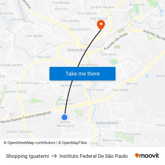 Shopping Iguatemi to Instituto Federal De São Paulo map