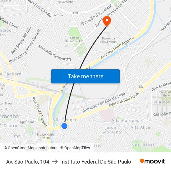 Av. São Paulo, 104 to Instituto Federal De São Paulo map