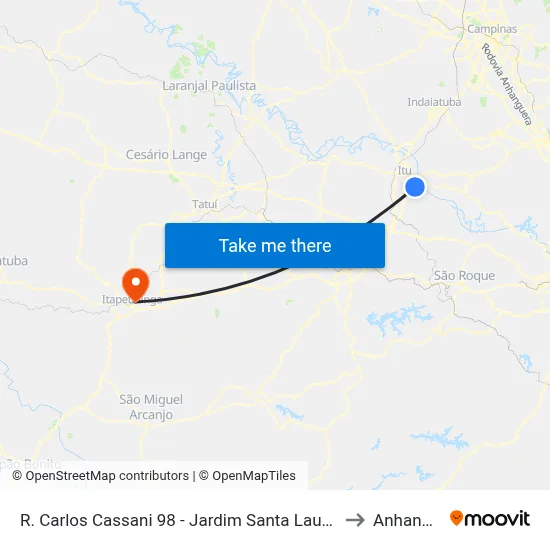 R. Carlos Cassani 98 - Jardim Santa Laura Itu - SP Brasil to Anhanguera map