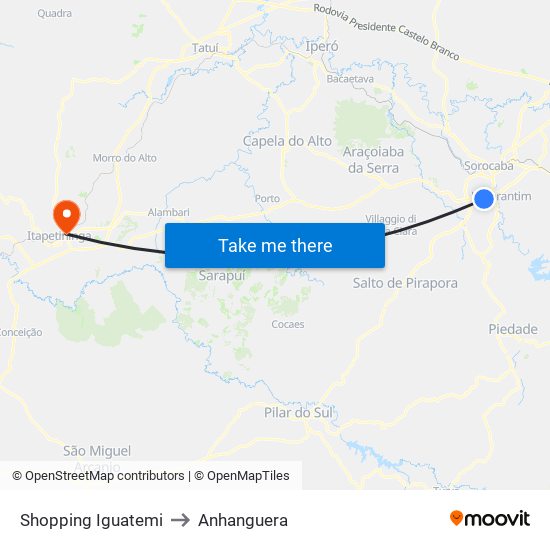 Shopping Iguatemi to Anhanguera map