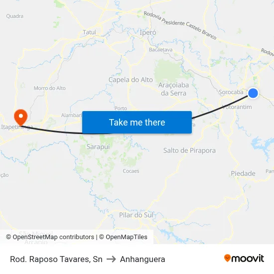 Rod. Raposo Tavares, Sn to Anhanguera map