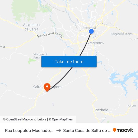 Rua Leopoldo Machado, 333-459 to Santa Casa de Salto de Pirapora map