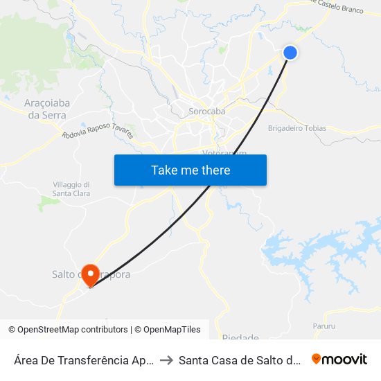 Área De Transferência Aparecidinha to Santa Casa de Salto de Pirapora map