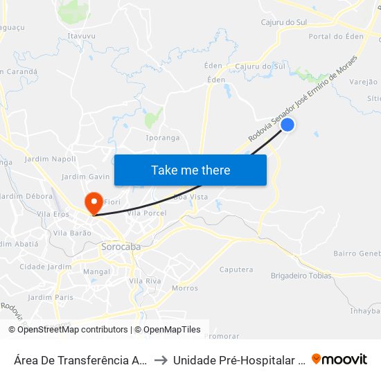 Área De Transferência Aparecidinha to Unidade Pré-Hospitalar Zona Norte map