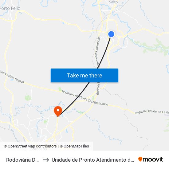 Rodoviária De Itu to Unidade de Pronto Atendimento do Éden map